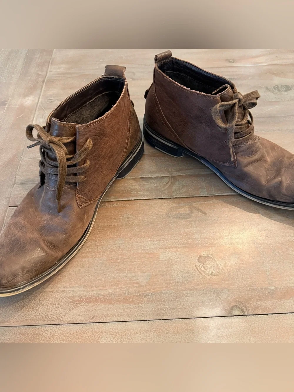 Joe's Jeans Men's Distressed Brown Leather high-top boots Sz 11 Preowned